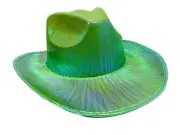 Neon Green Rainbow Holographic Cowboy Hat Festival Burning Man Punk Rave Goth