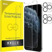 JETech Screen Protector for iPhone 11 Pro 5.8-Inch with Camera Lens Protector, Tempered Glass Film, 2-Pack Each