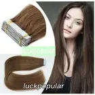 Invisible Tape In Real Remy Human Hair Extensions Skin Weft Thick BalayageBlonde