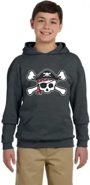 Youth Hoodie Kids Hooded Sweatshirt Pirate Skull Crossbones Boys Gifts