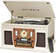Victrola 8-In-1 Bluetooth Record Player & Multimedia Center, Built-In Stereo Spe