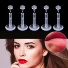5/10pc Acrylic Labret Lip Bar Ear Ring Stud Piercing Push In Retainer 6mm-12mm