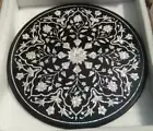 24" Unique Design black marble side coffee Table Top inlay mop round Table