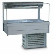 Roband Square Glass Refrigerated Display Bar 6 pans - Piped and Foamed only (...