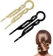 2 PCS Lialys Prestige Hair Pins, Elegant Lialys Hairpin, Hair Clips for All Hair Types, Comfortable All-Day Hold, Lialys Hair Pins for Effortless Styling (Coffee+white)