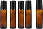 MUSISALY 24pcs Amber Glass Roller Bottles with Stainless Steel Roller Balls Refillable Essential Oil Containers for Aromatherapy Perfumes and Liquid Blends