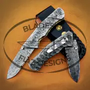 Folding Knife Custom Handmade Damascus 0297