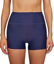SHEKINI Women Swim Shorts Tummy Control High Waisted Boyshorts Full Coverage Bathing Suit Bikini Bottoms