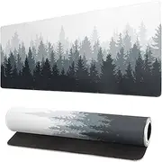 Brecoy Desk Mat,Large Mouse Pad 31.5x11.8 Inch XL Extended Gaming Mat with Non-Slip Base Stitched Edges Mousepad for Computer,Office,Keyboard and Laptop - Fog Misty Forest 220818caomp-fmfo