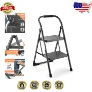 Ergonomic 2-Step Ladder Stool with Non-Slip Pedals - Ideal for Indoor & Outdoor