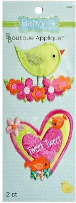 Dritz Babyville Boutique Little Birds Appliques 2-Count Baby Girl Patch Heart