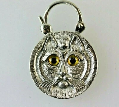 Cat Silver Padlock Handbag Charm Green Malachite