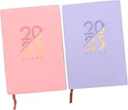 jojofuny 2pcs Portable Academic Planner Notebook with Artificial Cover Multi Function Household Organizer for Notes Memo and Schedules Office Accessory