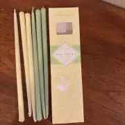 WILLIAMS-SONOMA Easter 10 inch Tiny Tapers Set of 6-Yellow/Green-Hand Dipped-USA