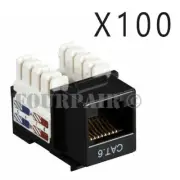 100 Pack Lot - CAT6 Network RJ45 110 Punch Down Keystone Snap-In Jack - Black