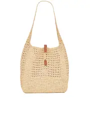 Saint Laurent Hobo Raffia Bag in Crochet and Smooth Leather
