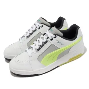 【PUMA】休閒鞋 Slipstream Lo Reprise 男鞋 白 灰 螢光綠 皮革 復古(38423303)