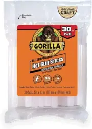 Gorilla Hot Glue Sticks, Full Size, 4" Long x .43" Diameter (1 Pack of 30)