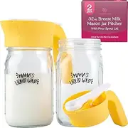 Nurse & Nourish 32oz Breastmilk Pitcher (2 Pack) - Glass Pitcher with Pour Spout Handle - Breast Milk Storage Container - Modern Style