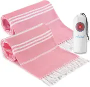 2 Packs Pink Turkish Beach Towels Pool Towel Set Oversized Sand Free Quick Dry