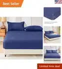 Double Brushed Microfiber King Single Sheet Set - Extra Deep 40cm, Navy