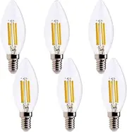 FEILEMAN E14 LED Light Bulbs 7W, Small Edison Screw Candle Bulb for Chandeliers, Super Bright 1055LM 3000K, Replaces 70W Halogen Bulbs, Classic Filament, Non-dimmable, 6-Pack