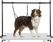 HIDOG H-Shape Dog Grooming Arm with Clamp, Pet Grooming Table Arm with 3 Loop Noose, 33" Height Adjustable and 38" - 50" Width Adjustable for Small/Medium/Large Dogs