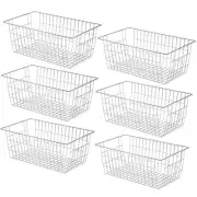 Farmhouse Wire Organizer Storage Bin Basket with Handles, Food Storage for Ki...