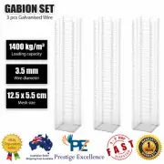 3 Piece Gabion Set Galvanised Wire Mesh Grid Basket Spot Welded Garden Fencing