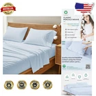 Eco-Friendly 4-Piece Organic Cotton Sheet Set for Queen Beds - Deep Pocket Blue