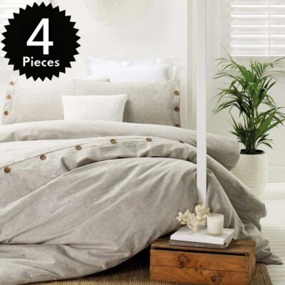 Elias Single Bed 4 Piece Bed Quilt Cover Pack | Includes Quilt & Filled Pillow