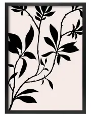[Profile Australia] Australian Made Silhouette Branch Leaves Day Art Print A2 in Black Frame No Border