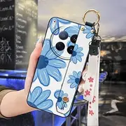 Phone Case Compatible with Tecno Camon40 Premier/CM8, Lanyard Soft case Flower Anti-Knock Dirt-Resistant Phone Holder Silicone Oil Painting