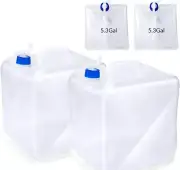 2 Pack 5.3 Gallon BPA Free Collapsible Water Container with Spigot Collapsible
