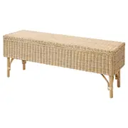 TOLKNING bench with storage, handmade rattan, 120 cm