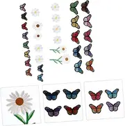 IWOWHERO 33pcs Assortment Pack Patch Clothes Decoration Embroidered Patches Iron on Embroidery Cloth Appliques Stitch Iron on Patch Sew on Patches Retro Iron on Patches Polyester
