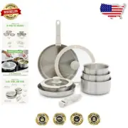 10-Piece Stainless Steel Cookware Set - Induction Ready & Space Saving Design