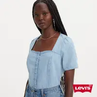 在飛比找蝦皮商城優惠-Levis 方低領短袖牛仔襯衫 / 輕磅丹寧 女款 A733