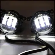 Car Fog Lamp Assembly For Jeep For Wrangler JK For Wrangler Unlimited JK For Grand Cherokee For Renegade BU LED Fog Light Car Front Bumper Fog Lamp DRL H11 12V Front Bumper Fog Light(Double light)