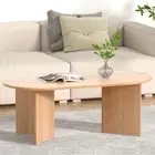 Coffee Table, Wooden Dining Desk Storage Space Oval Particle Board Modern for Ho