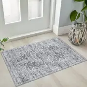 Vintage Entryway Rugs Indoor Grey Washable Rugs 2x3 2'x3'（24"x36"） Grey Floral