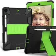 Catzon Silicone+PC Case 3-Layer Anti-fall Protective Cover Tablet Stand For iPad 7 10.2 inch(2019)-7black olivia