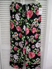 KENSIE PAJAMA PANTS RAYON BLACK GARDEN FLORAL SIZE 1X NEW $52.00