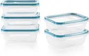 Snapware Total Solution 10-Pc Plastic Food Storage Containers with Lids, 3-Cup Rectangle Meal Prep Container, Non-Toxic, BPA-Free Lids, Microwave, Dishwasher, and Freezer Safe, White