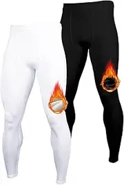 Towintec Mens Thermal Compression Pants Fleece Lined Base Layer Winter Football Tights for Cold Weather Running Underpants