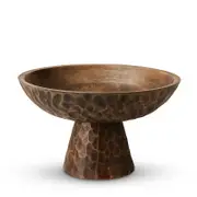 Carved Dark Wash Pedestal Bowl