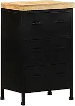 Rough Mango Wood Sideboard Cabinet 47x35x76 cm, Durable Kitchen Storage, Coffee Bar Unit