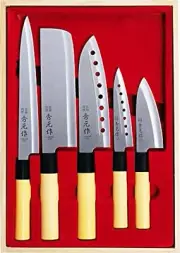 Japanese Hidemoto Kitchen Chef's Knife 5pcs Set Sushi Sashimi Santoku SP-005 JP