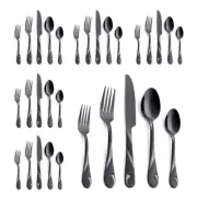 Black Silverware Set for 6 30-Piece Stainless Steel Flatware Set Shiny Blac