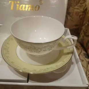 Tiamo 春平骨瓷咖啡杯盤組 咖啡杯盤組 骨瓷咖啡杯盤組2入 HG3210
